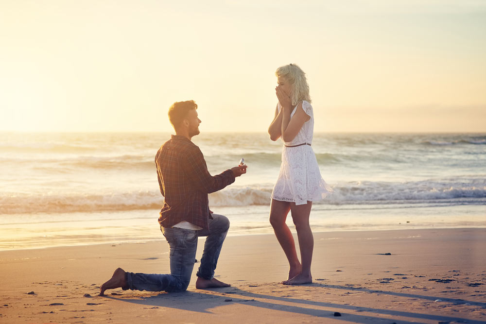 demande en mariage plage